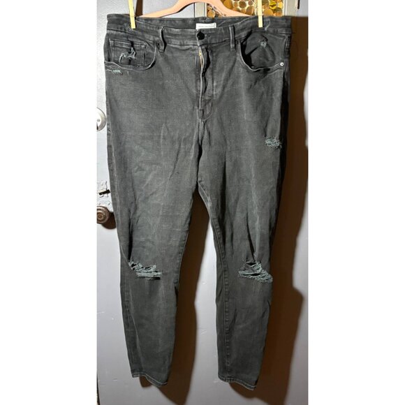 Good American Good Legs Skinny Jeans Black Distressed High Rise - Picture 3 of 10